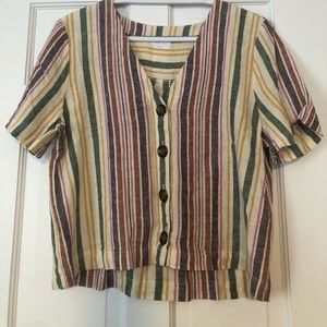 Women’s cropped striped button-up top